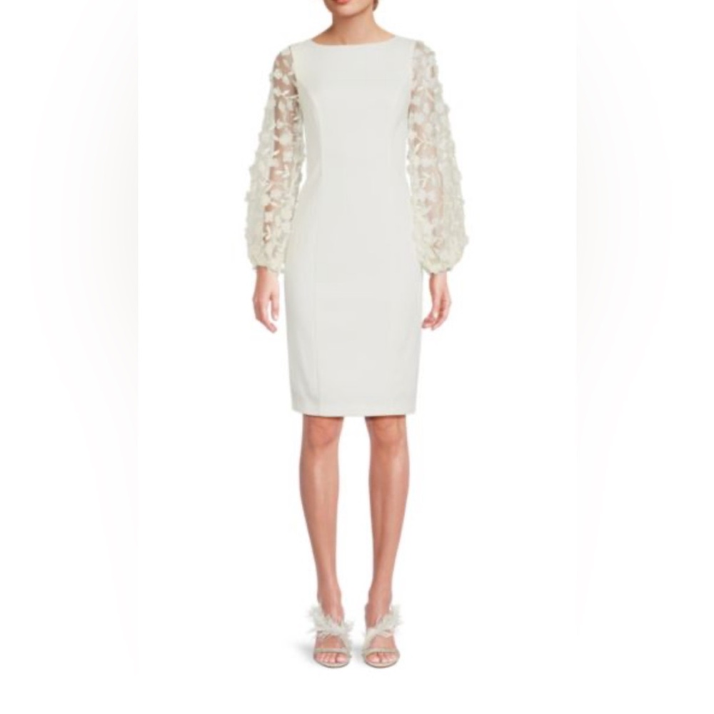 Connected Apparel 3D Floral-Appliqué Sheath Dress NWOT Size 6